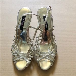 Nina New York gold strap heels